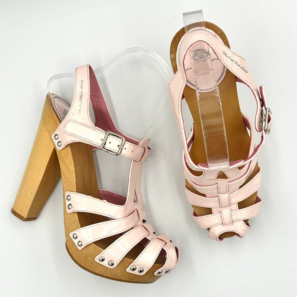 Fornarina Pink Vegan Leather Y2K 2000s Sandal Heels